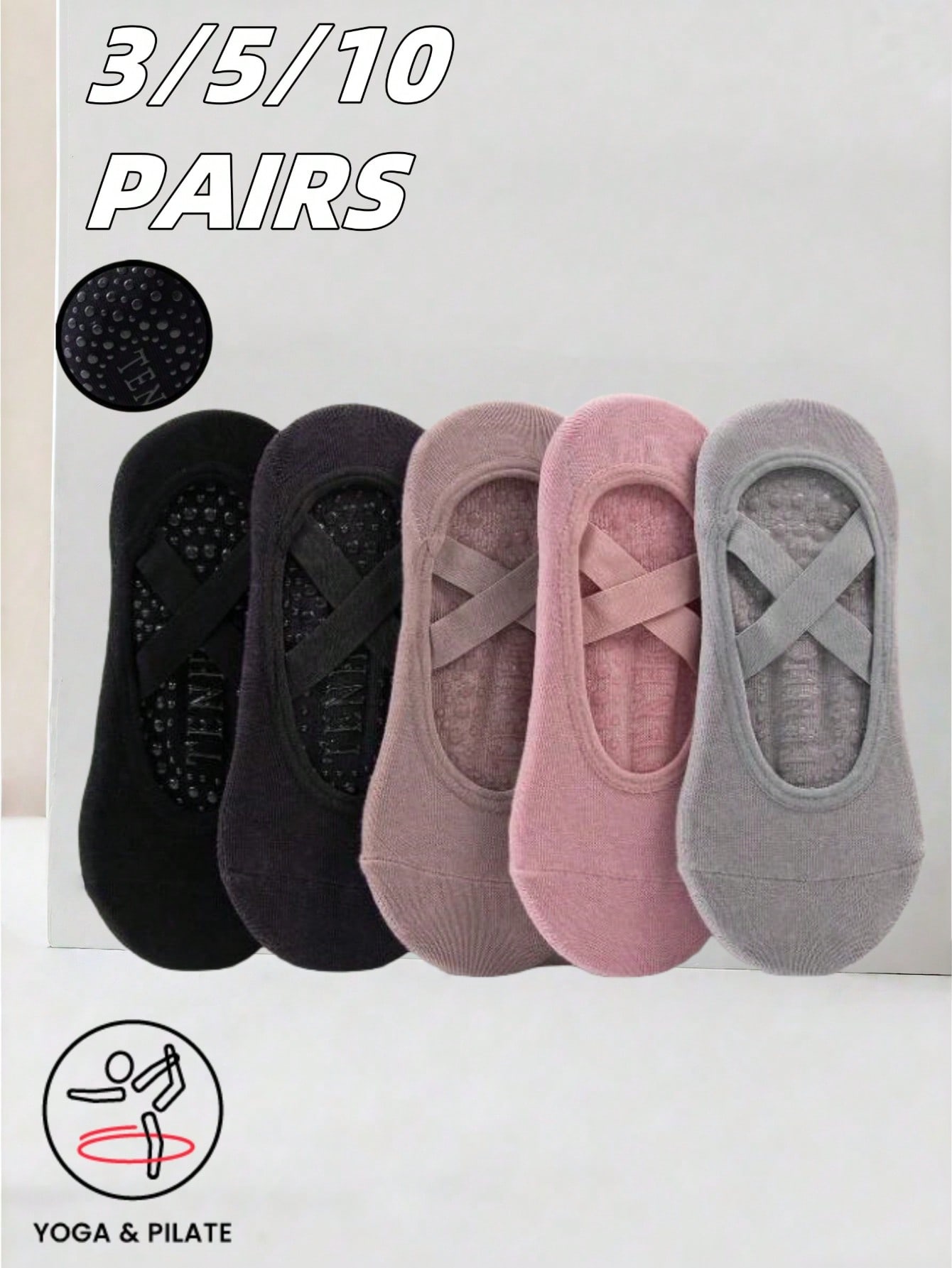 Yoga Fitness Mat - Anti-slip silicone sole yoga socks with