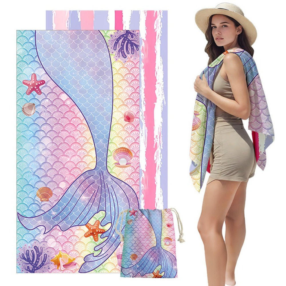 Fish Tail Print Beach Towels a - Yoga Fitness Mat のレビューと価格