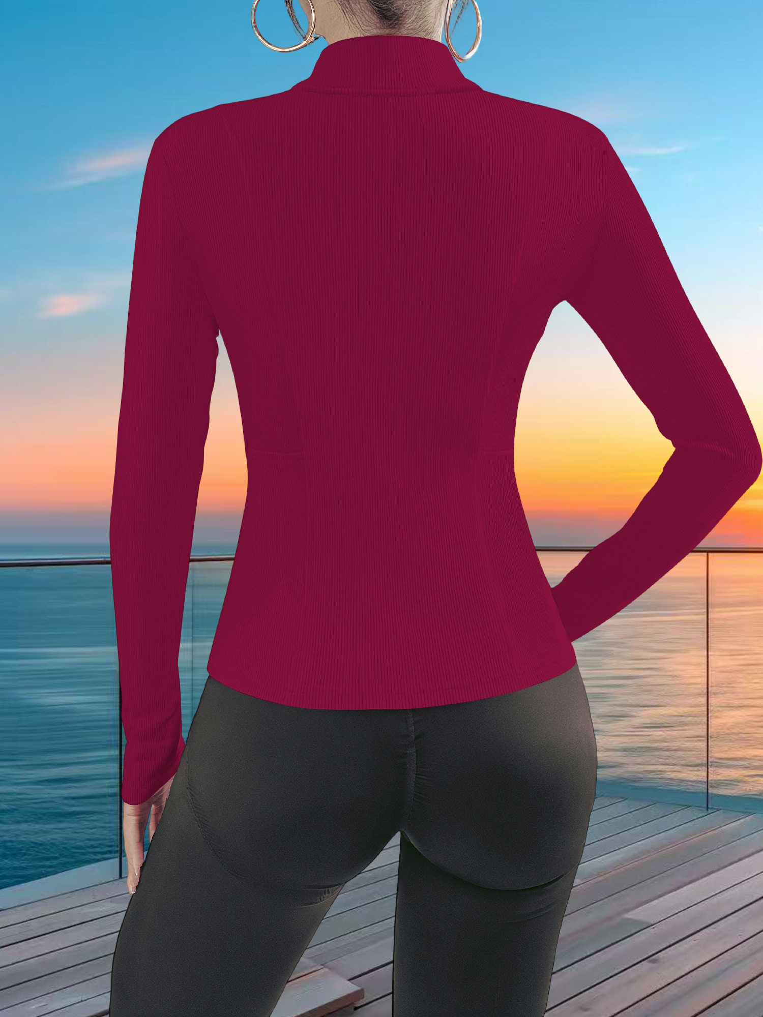 Stretchy Rib Knit Zip-Up Athle - Yoga & Fitness With Faye The Well Being Studio Abbots Langley のレビューと価格