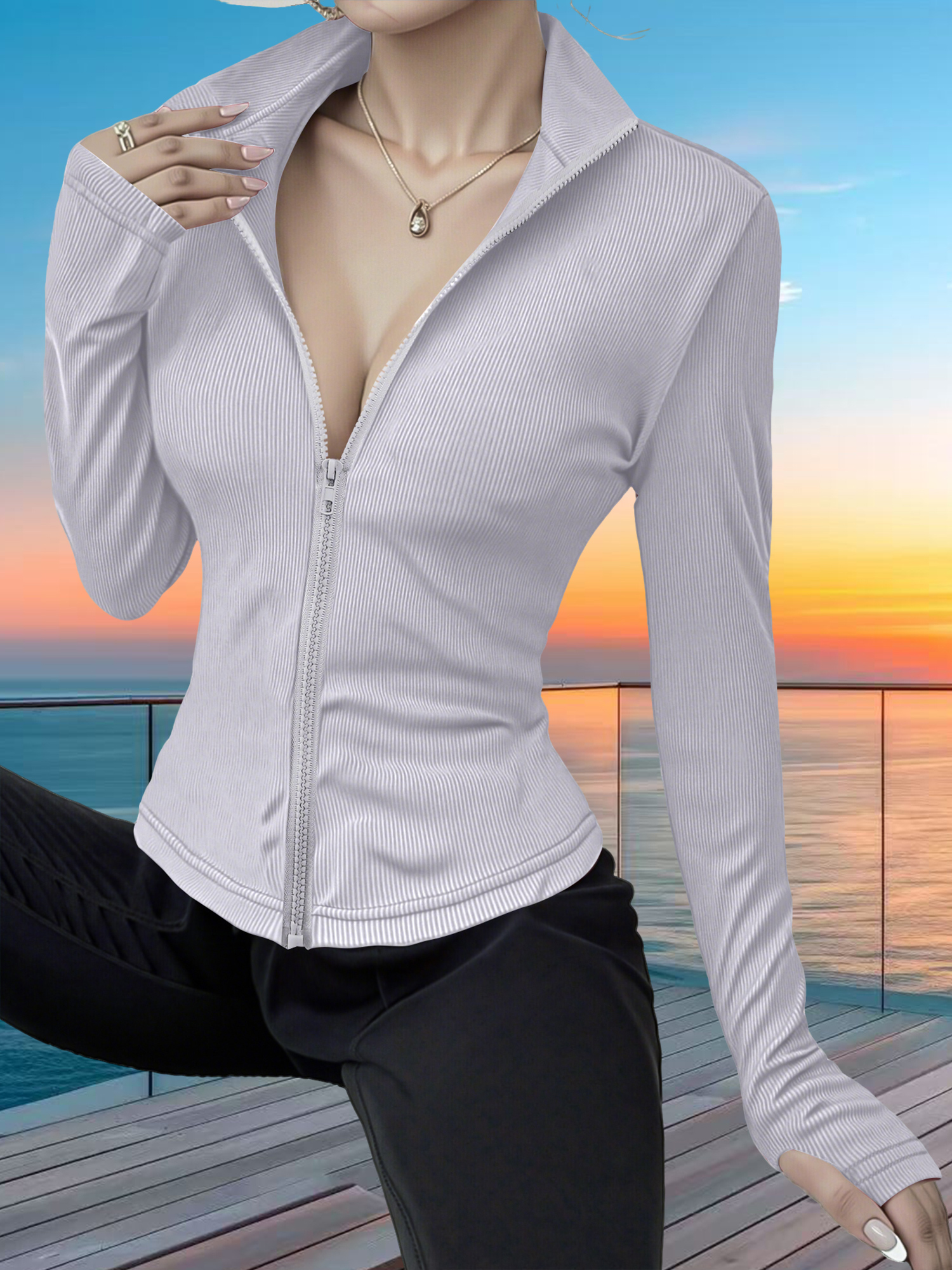 Stretchy Rib Knit Zip-Up Athle - Yoga & Fitness With Faye The Well Being Studio Abbots Langley のレビューと価格